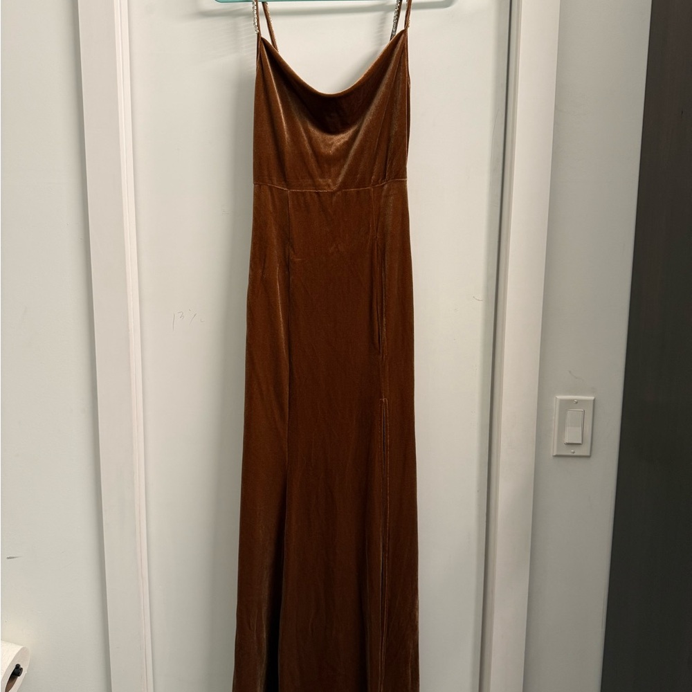 Velvet camel/brown party dress